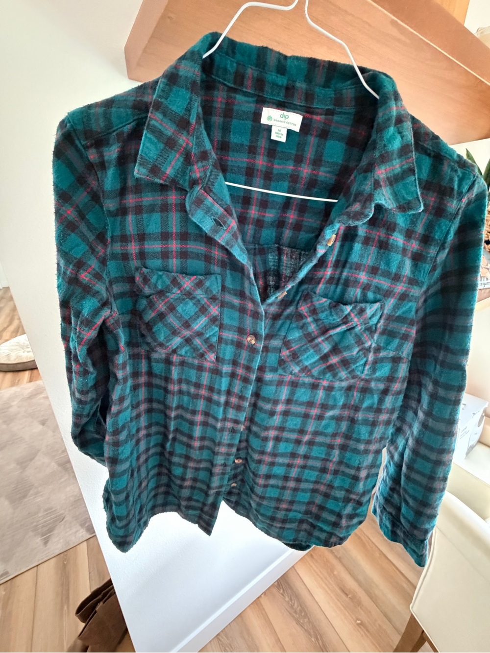 dip Teal & Black Plaid Button-Down Shirt